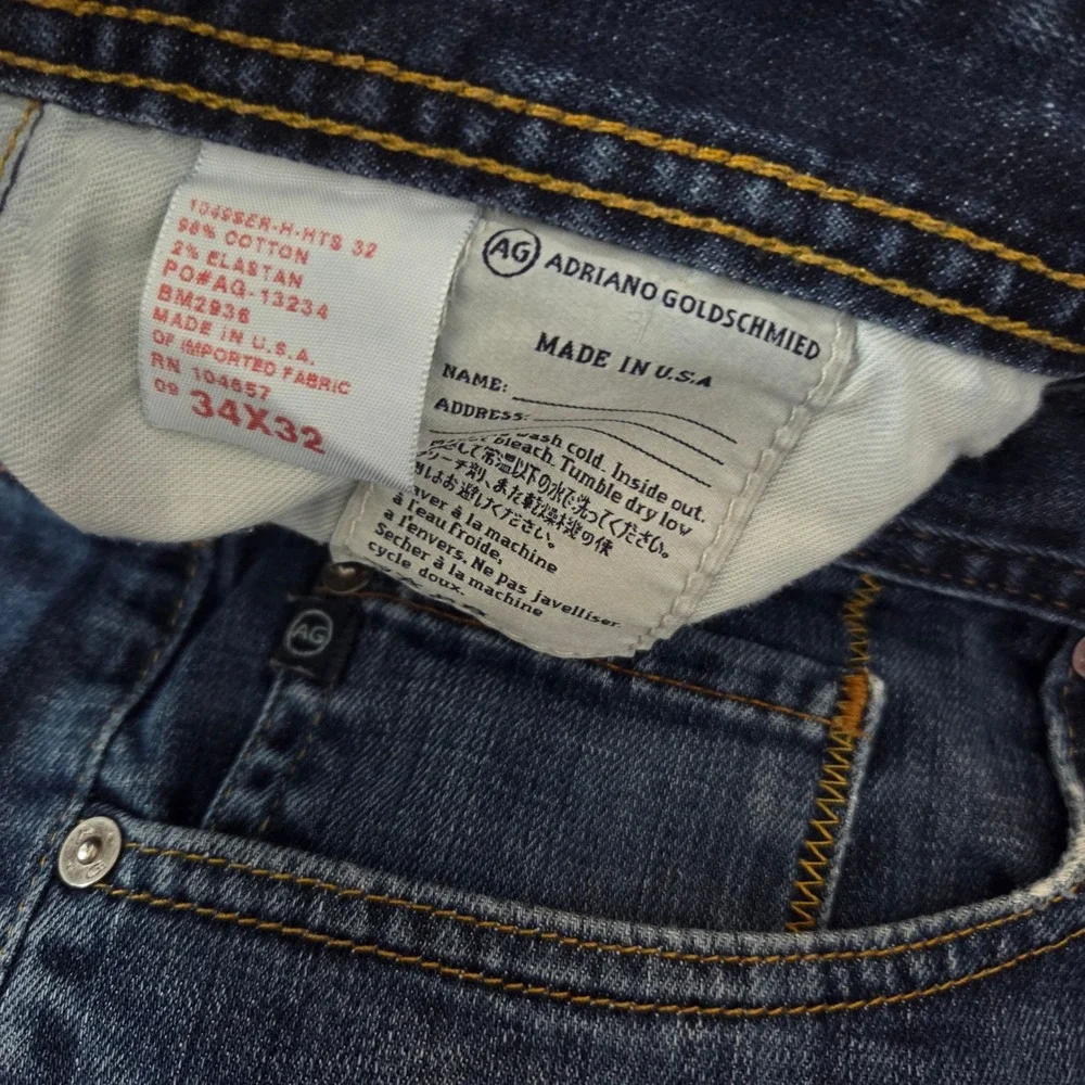 AG Adriano Goldschmied Protégé Straight Leg Jeans Men's 34x32 Made USA Dark Wash
